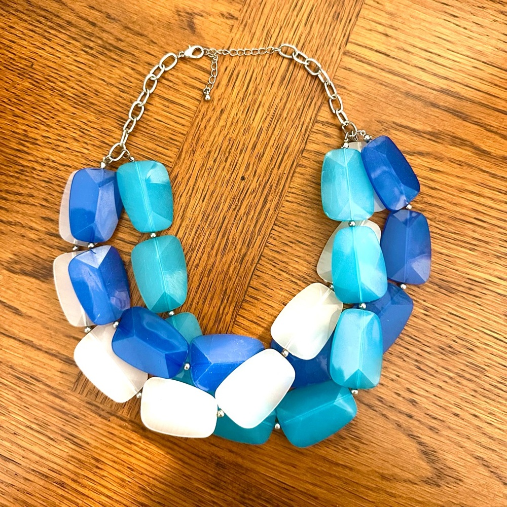 New York & Company 3 Strand Chunky Blue Necklace